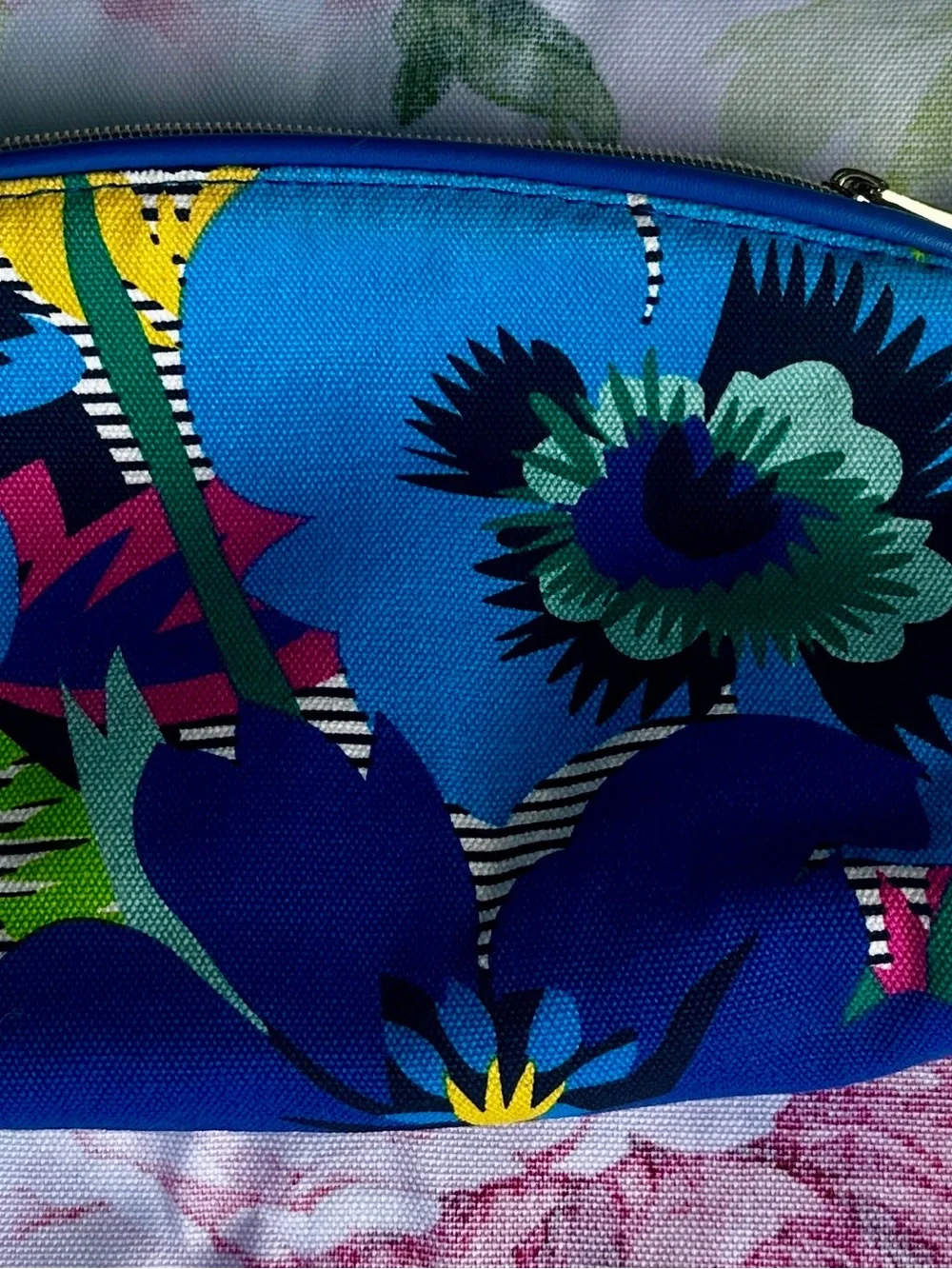 Estee Lauder Blue Floral Cosmetic Bag